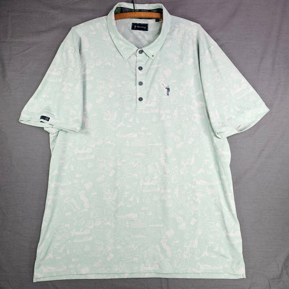 William Murray Performance Polo Teal Sports Graphic Shirt Men's XL